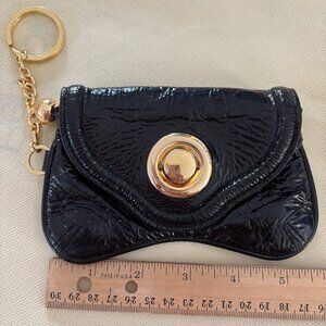 SHIH Wallet Keychain Black Patent Leather